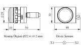Світлосигнальна арматура світодіодна 12-30В AC/DC (біла) метал IP65 (серія CM), EMAS зображення 2 (габаритні розміри)