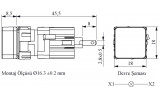 Светосигнальная арматура LED 24V AC/DC квадратная белая, EMAS изображение 2 (габаритные размеры)