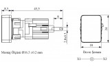 Світлосигнальна арматура LED 24V AC/DC прямокутна жовта, EMAS зображення 2 (габаритні розміри)