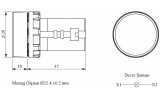 Светосигнальная арматура моноблочная светодиодная 24В белая (плоское стекло), EMAS изображение 2 (габаритные размеры)