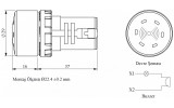 Зумер моноблочний зі світловою індикацією на 220V AC, EMAS зображення 2 (габаритні розміри)