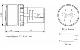 Зумер моноблочний без світлової індикації на 24V AC/DC, EMAS зображення 2 (габаритні розміри)
