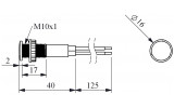 Світлосигнальна арматура 10мм світлодіодна лампа 220В червона (серія S), EMAS зображення 2 (габаритні розміри)