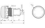 Світлосигнальна арматура 22мм з патроном Ba9S різьбою та затисками без лампи біла (серія S), EMAS зображення 2 (габаритні розміри)
