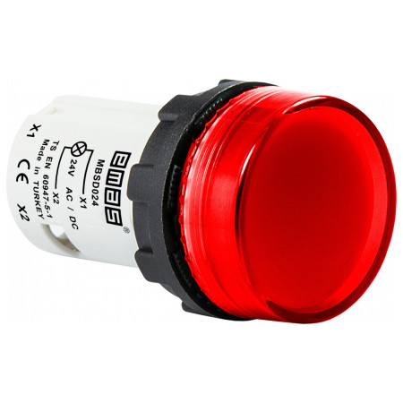Светосигнальная арматура моноблочная светодиодная 24В красная (плоское стекло), EMAS (MBSD024K) фото