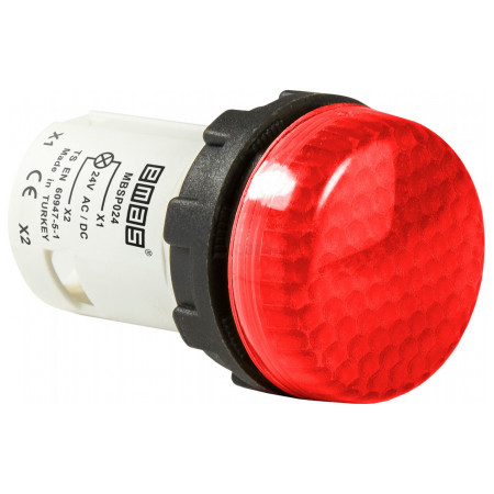 Светосигнальная арматура моноблочная светодиодная 24В красная (ячеистое стекло), EMAS (MBSP024K) фото