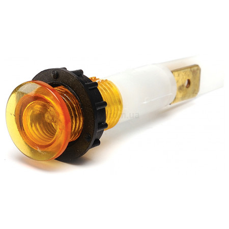Светосигнальная арматура 10мм с зажимами MS 6.3×0.8мм неоновая лампа 220В желтая (серия S), EMAS (S102NS) фото