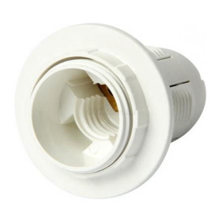 Патрон пластиковый E14 с гайкой белый e.lamp socket with nut.E14.pl.white, E.NEXT (s9100006) фото