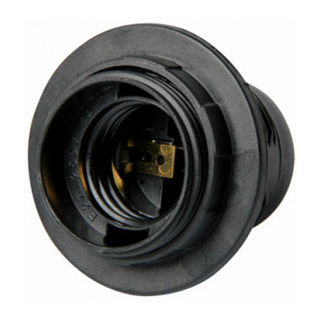 Патрон пластиковый E27 с гайкой черный e.lamp socket with nut.E27.pl.black, E.NEXT (s9100007) фото