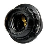 Патрон бакелитовый E27 с гайкой черный e.lamp socket with nut.E27.bk.black Е27, E.NEXT мини-фото