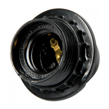 Патрон бакелитовый E27 с гайкой черный e.lamp socket with nut.E27.bk.black Е27, E.NEXT (s9100008) фото