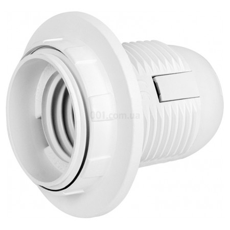 Патрон пластиковий E27 з гайкою білий e.lamp socket with nut.E27.pl.white, E.NEXT (s9100016) фото