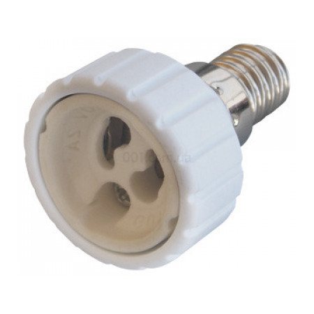 Переходник пластиковый с цоколя Е14 на GU10 белый e.lamp adapter.Е14/GU10.white, E.NEXT (s9100040) фото