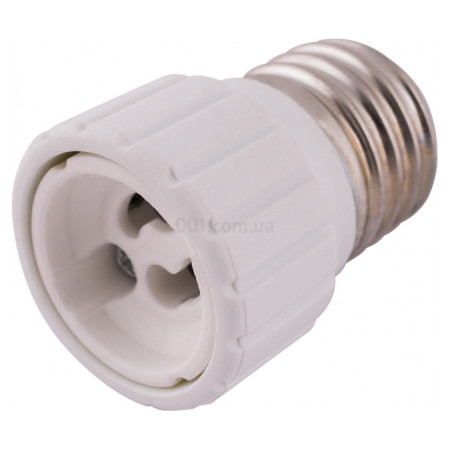 Перехідник пластиковий з цоколя Е27 на GU10 білий e.lamp adapter.Е27/GU10.white, E.NEXT (s9100041) фото