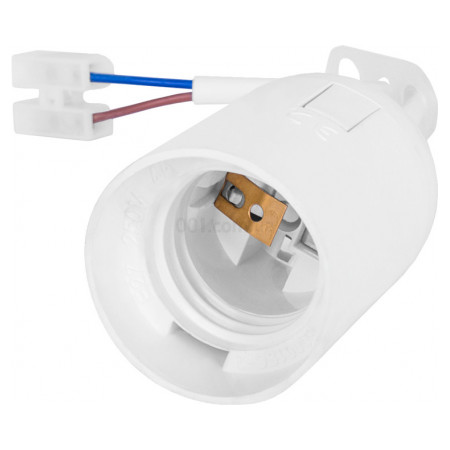 Патрон пластиковый Е27 подвесной с проводом 15см и клеммной колодкой белый e.lamp socket pendant.E27.pl.white, E.NEXT (s9100057) фото