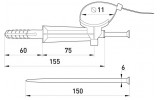 Дюбель зі стяжкою під цвях дистанційний 60 мм e.holder.pro.60, E.NEXT зображення 2 (габаритні розміри)