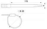Стяжка кабельная 115×6 мм стойкая к ультрафиолету e.ct.uv.115.6, E.NEXT изображение 2 (габаритные размеры)
