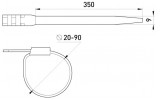 Стяжка кабельная 350×9 мм стойкая к ультрафиолету e.ct.uv.350.9, E.NEXT изображение 2 (габаритные размеры)