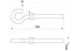 Гак анкерний М10 12×100 мм e.anchor.hook.pro.M10.12.100, E.NEXT зображення 2 (габаритні розміри)