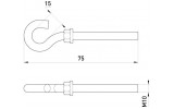 Крюк анкерный усиленный М10 15×75 мм e.anchor.hook.pro.M10.15.75.a, E.NEXT изображение 2 (габаритные размеры)