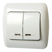Выключатель двухклавишный с подсветкой белый e.install.stand.812L серия e.standard, E.NEXT мини-фото