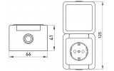 Габаритные размеры блоков из переключателя и розетки с заземлением и крышкой E.NEXT серии E.DEW изображение