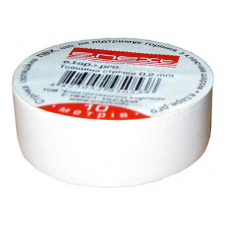 Изолента 0,2×19 мм белая (10 м) e.tape.pro.10.white, E.NEXT (p0450004) фото