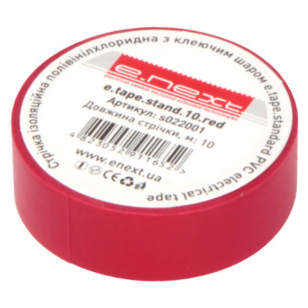Изолента 0,13×19 мм красная (10 м) e.tape.stand.10.red, E.NEXT (s022001) фото
