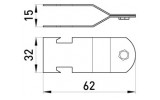 Зажим монтажного профиля e.industrial.strut.clamp.1/2" для труб 1/2", E.NEXT изображение 2 (габаритные размеры)