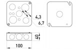 Коробка розпаячна для труб металева квадратна з кришкою e.industrial.pipe.db, E.NEXT зображення 2 (габаритні розміри)