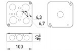Коробка распаячная для труб металлическая квадратная с крышкой e.industrial.pipe.db, E.NEXT изображение 2 (габаритные размеры)