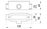 Соединитель ревизионный Т-образный e.industrial.pipe.db.revise.t.1/2" для труб 1/2", E.NEXT изображение 2 (габаритные размеры)