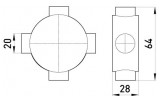 Коробка з'єднувальна трубна 4 вводи d20 мм e.pipe.4.db.stand.20, E.NEXT зображення 2 (габаритні розміри)