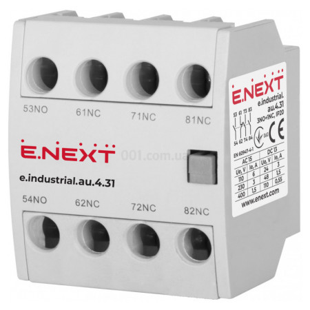 Блок додаткових контактів e.industrial.au.4.31 3НВ+1НЗ, E.NEXT (i0140004) фото