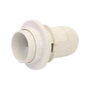 Патрон пластиковый E27 с гайкой белый e.lamp socket with nut.E27.pl.white, E.NEXT Патрон пластиковый E27 с гайкой белый e.lamp socket with nut.E27.pl.white, E.NEXT мини-фото
