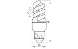Габаритні розміри енергозберігаючої лампи E.NEXT e.save.screw.E14.15.2700.T2<br><b>A = 101 мм, D = 40 мм, d ≈ 7-7,7 мм</b> зображення
