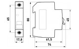 Модульный автоматический выключатель e.mcb.pro.60.1.D.1 1р 1А D 6кА, E.NEXT изображение 2 (габаритные размеры)