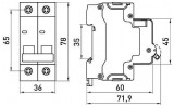 Модульний автоматичний вимикач e.mcb.stand.60.2.B6 2р 6А B 6кА, E.NEXT зображення 7 (габаритні розміри)