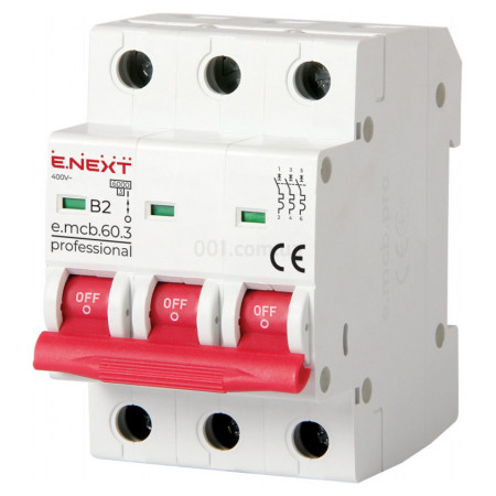 Автоматичний вимикач e.mcb.pro.60.3.B 6 new, 3P 2 А характеристика B, E.NEXT (p041037) фото