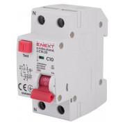 Выключатель дифференциального тока с защитой от сверхтоков e.rcbo.stand.2.C10.30 1P+N 10А С 30мА, E.NEXT мини-фото