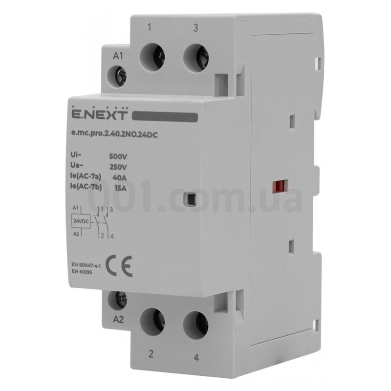 Контактор модульный e.mc.pro.2.40.2NO.24DC 2P 40А 2НО 24В E.NEXT