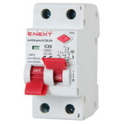 Автоматичний вимикач диференційного струму (дифавтомат) e.elcb.pro.2.C25.30, 2P 25 А 30 мА хар-ка C, E.NEXT міні-фото