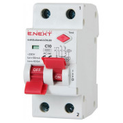 Автоматичний вимикач диференційного струму (дифавтомат) e.elcb.stand.2.C10.30, 2P 10 А 30 мА хар-ка C, E.NEXT міні-фото