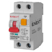 Автоматичний вимикач диференційного струму (дифавтомат) e.industrial.elcb.2.C32.30, 2P 32 А 30 мА хар-ка C, E.NEXT міні-фото