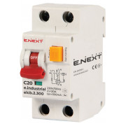Автоматический выключатель дифференциального тока (дифавтомат) e.industrial.elcb.2.C20.300, 2P 20 А 300 мА хар-ка C, E.NEXT мини-фото