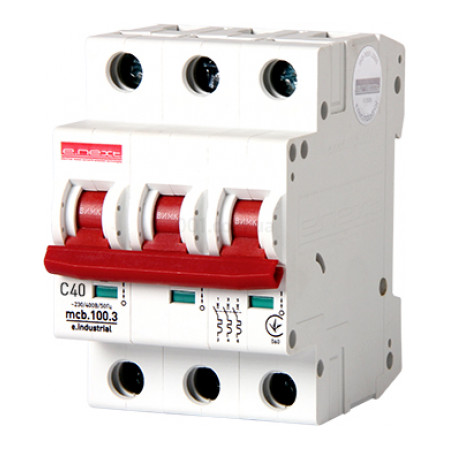 Автоматичний вимикач e.industrial.mcb.100.3.C40, 3P 40 А характеристика C, E.NEXT (i0180025) фото