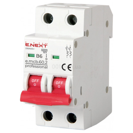 Автоматичний вимикач e.mcb.pro.60.2.B 6 new, 2P 6 А характеристика B, E.NEXT (p041015) фото