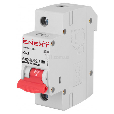 Автоматичний вимикач e.mcb.pro.60.1.K 63 new, 1P 63 А характеристика K, E.NEXT (p0430001) фото