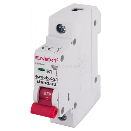 Автоматичний вимикач e.mcb.stand.45.1.B1, 1P 1 А характеристика B, E.NEXT (s001001) фото