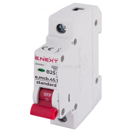 Автоматичний вимикач e.mcb.stand.45.1.B25, 1P 25 А характеристика B, E.NEXT (s001010) фото